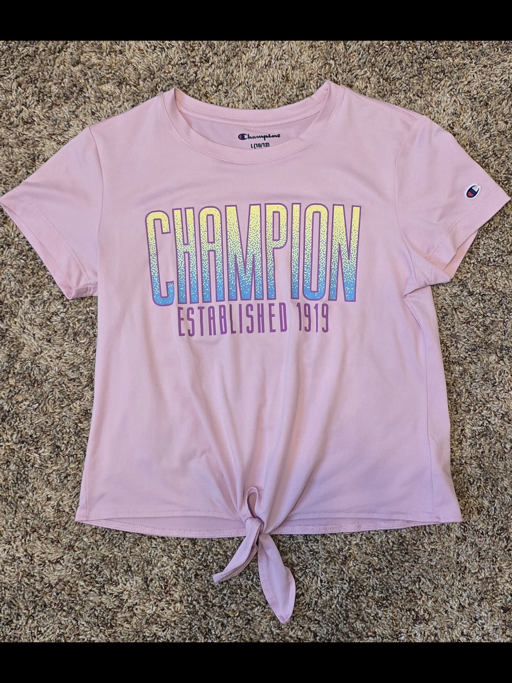 Champion Pink Tie-Front Logo Tee